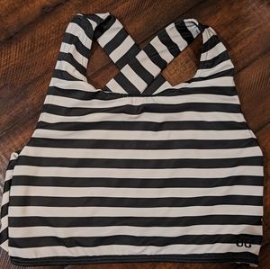Black and white striped swim top